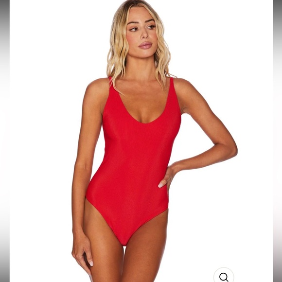 Beach Riot Other - Beach Riot Red Reese Ribbed One Piece Swimsuit Size Med Vacation Pool Colorful